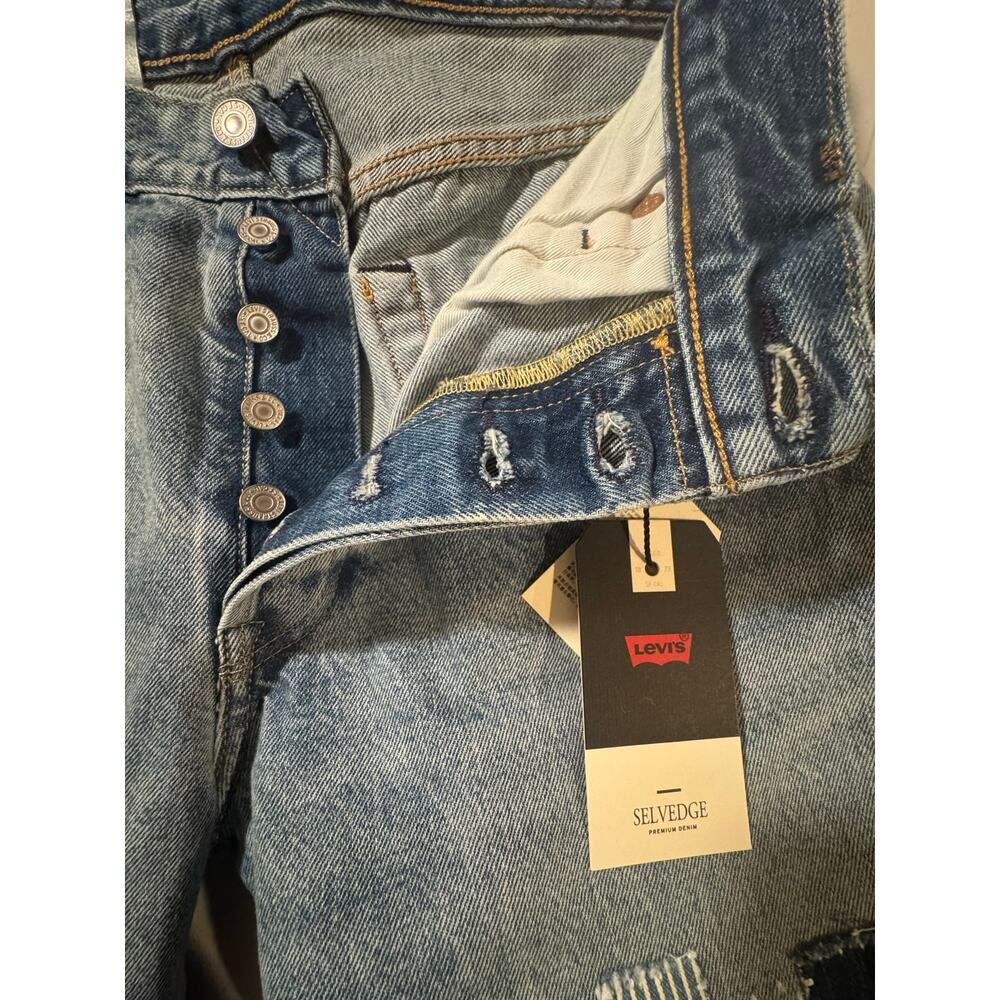 Levi's Premium 501Original Sashiko Selvedge PatchworkJeansMediumWash W32 L32 NWT - Picture 7 of 9
